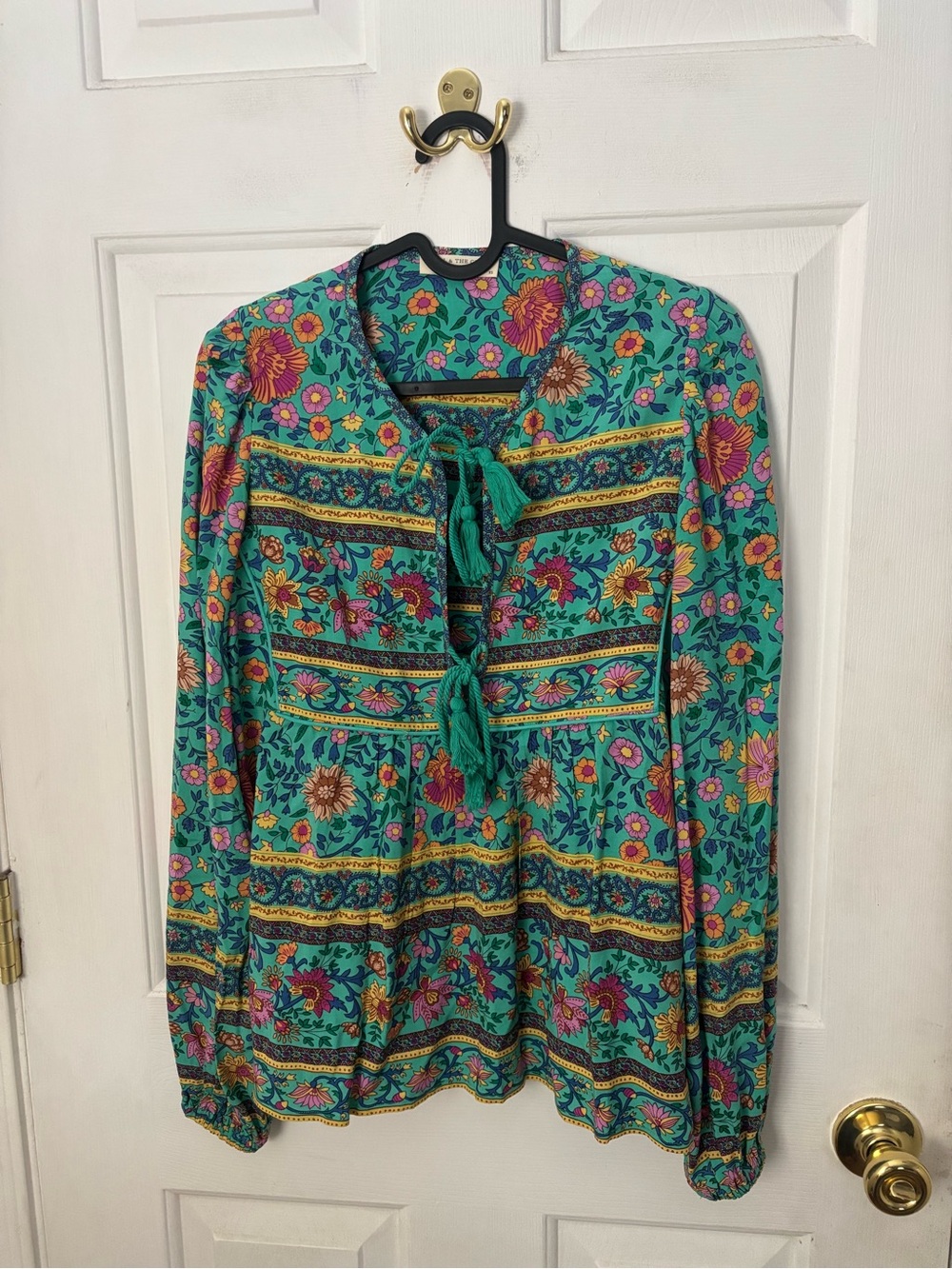 Spell Teal Floral Tie-Front Boho Tunic